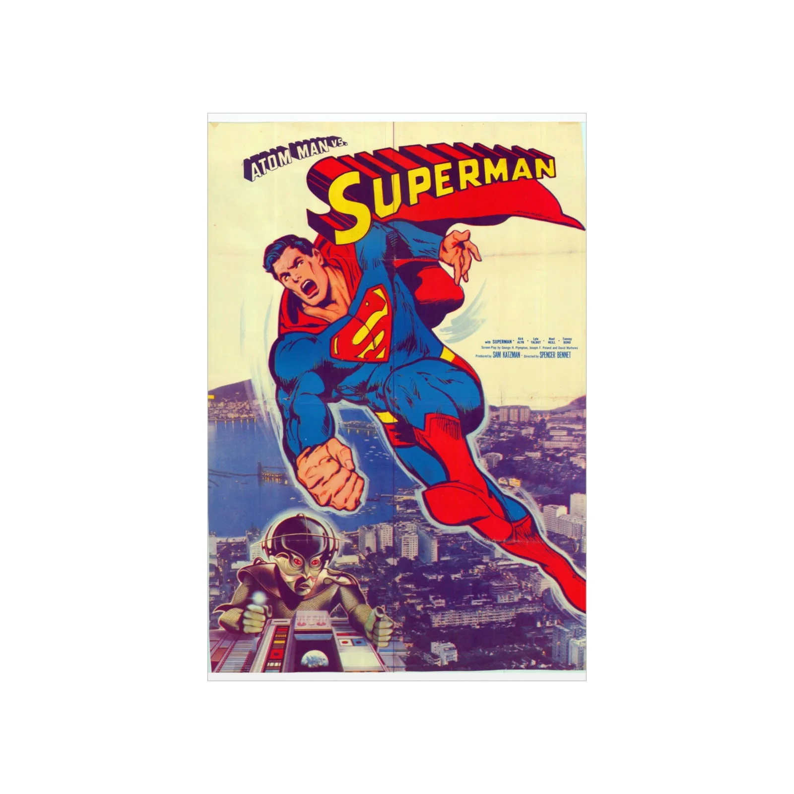 Atom Man Vs Superman (1950) Original Poster Print from Pakistan - Matte Vertical Posters - Image 2