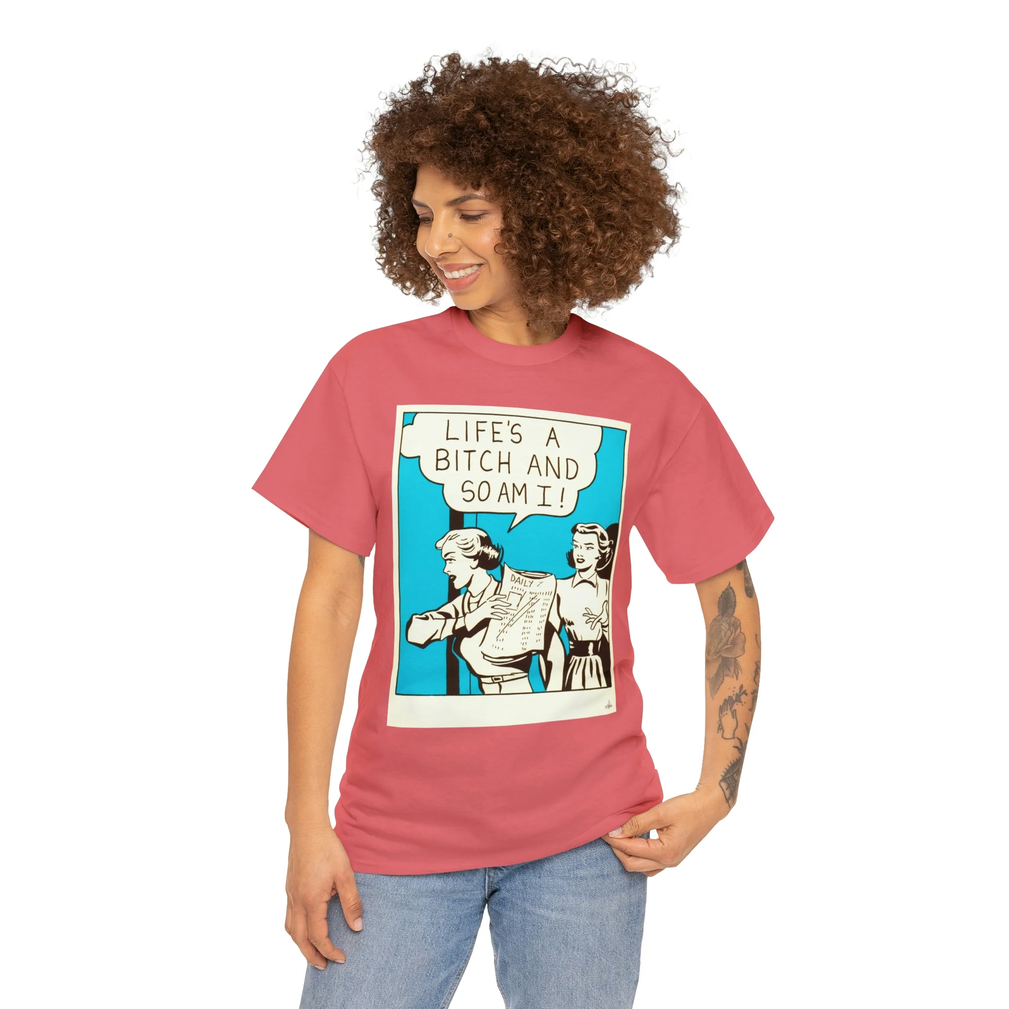 Life's A Bitch - Unisex Heavy Cotton Tee - Image 12